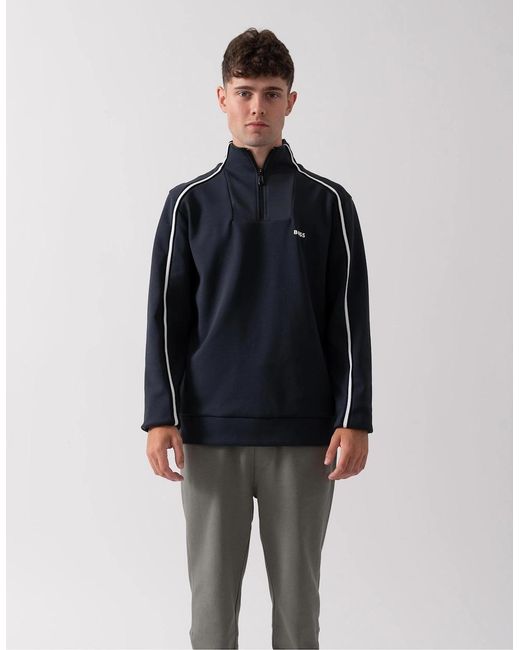 Boss Blue Boss Sweat 1 1/4 Zip Sweatshirt With Contrast Piping for men