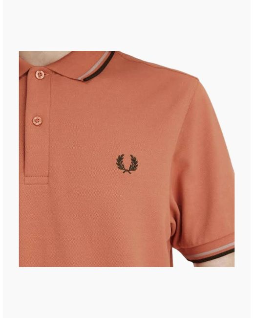 Fred Perry Orange Twin Tipped Rust Polo Shirt for men