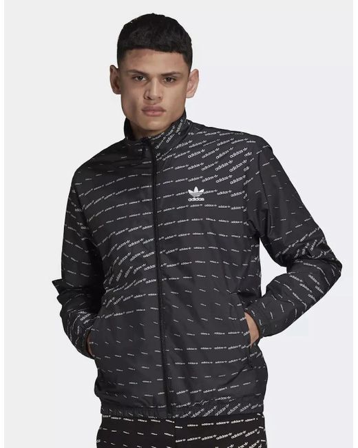 Adidas Black Graphic Mono Track Jacket for men