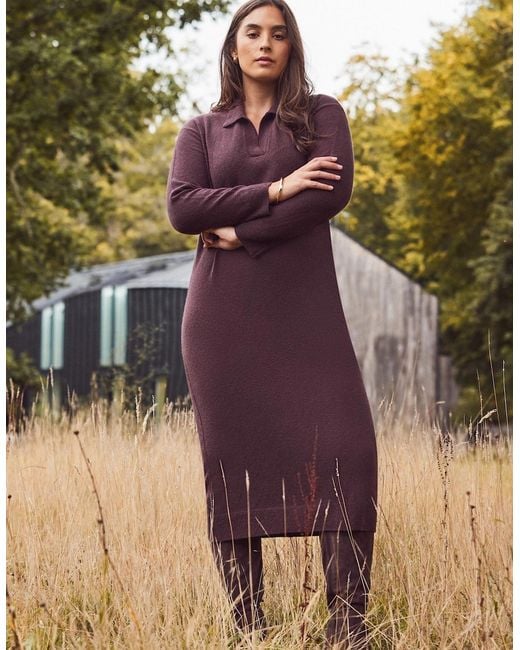 Live Unlimited London Purple Chocolate Polo Neck Knit Dress