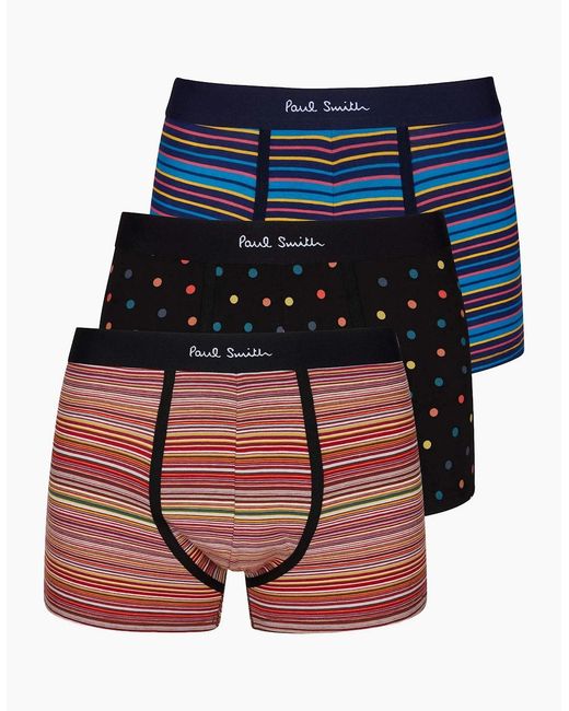 Paul Smith Blue 3 Pk Boxer Shorts Spot/Stripe/Multi for men