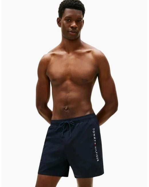 Tommy Hilfiger Blue Original Mid-Length Swim Shorts, Desert Sky for men