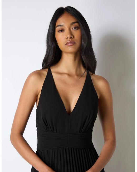 Ro&zo Black Sienna Pleated Frill Maxi Dress