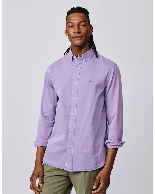 aubi Purple Hessle Button Down Shirt for men