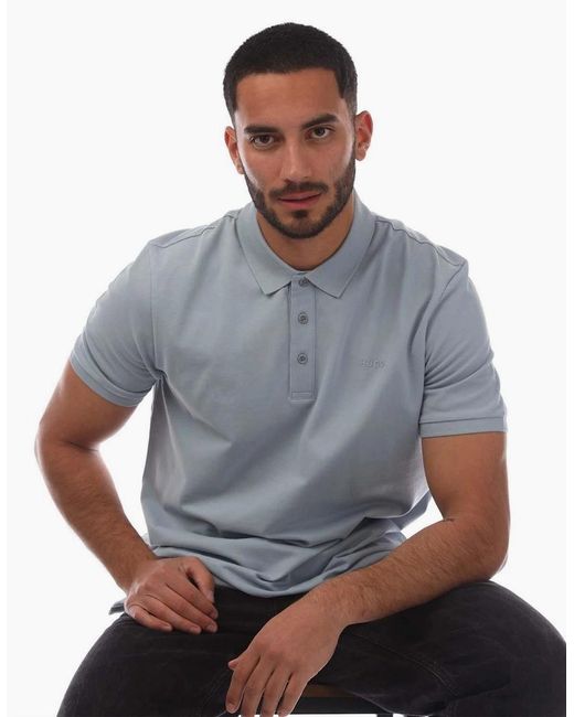 Boss Blue Logo Print Polo Shirt for men