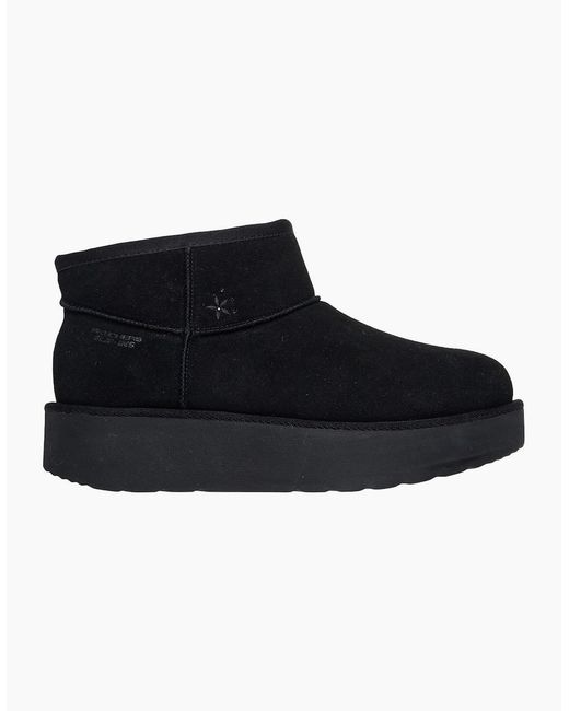 Skechers Blue Keep Cozy Leather Winter Ankle Boots