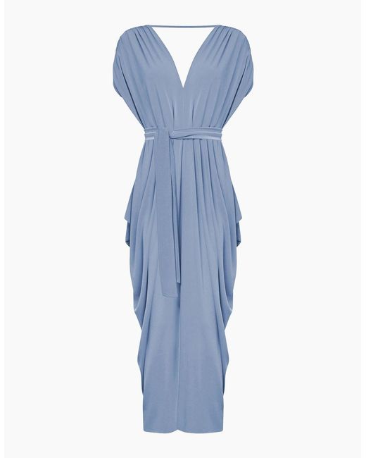 James Lakeland Blue Draped Open-Back Midi Dress – Powder