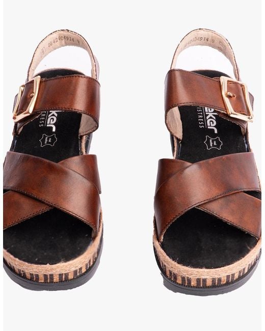 Rieker Brown V7951 Cross Strap Sandals