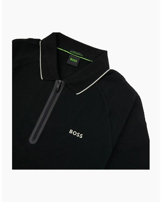 Boss Black Philix Structured-Cotton Polo Shirt With Contrast Logo 001 for men