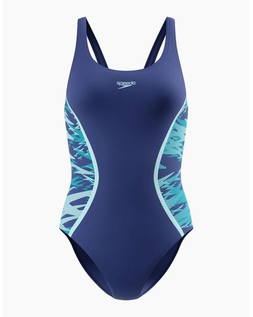 Speedo Blue Ladies Hyperboom Splice Muscleback One Piece Swimsuit