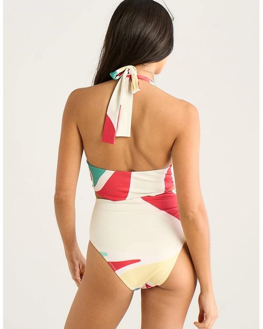 Gini London Red Multi Colour Twist Front Swimsuit