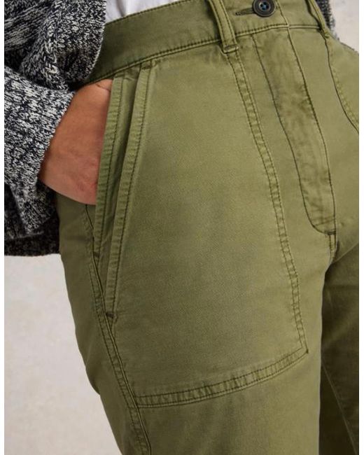 White Stuff Green Twister Chino Trouser Short Khaki