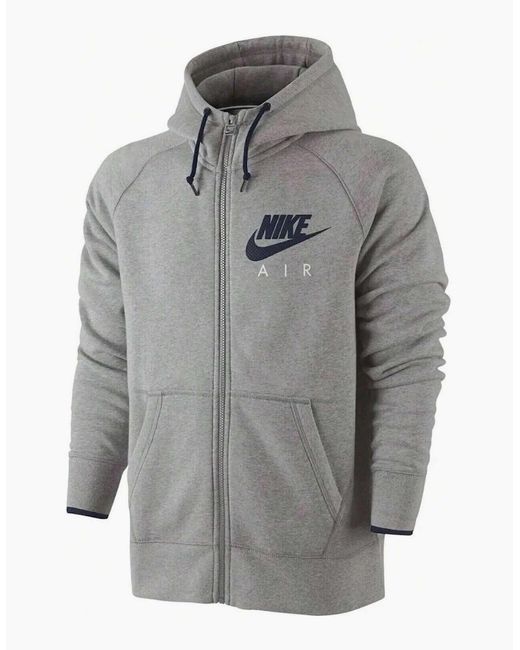 Nike Gray Air Aw77 Fleece Full Zip Hooded Tracksuit for men