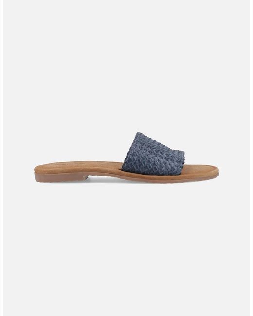 Hush Puppies Blue Hetty Slide Leather Wide Sandals