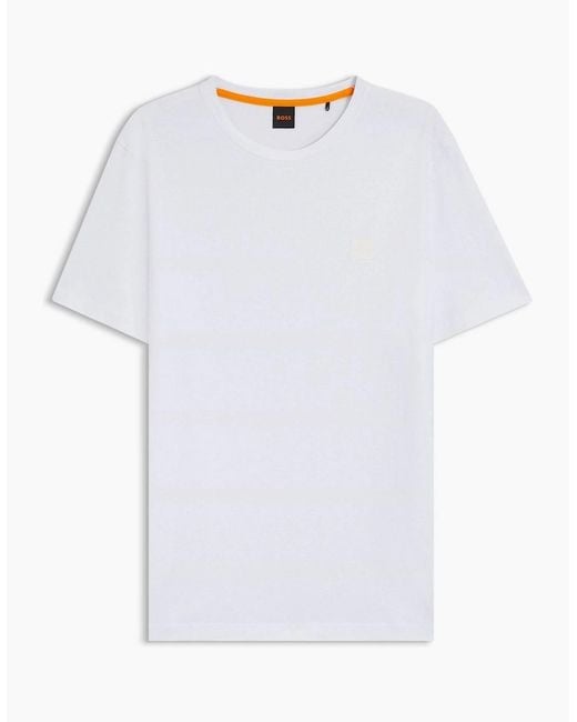 Boss White Tales T-Shirt With Logo Patch Premium Cotton for men