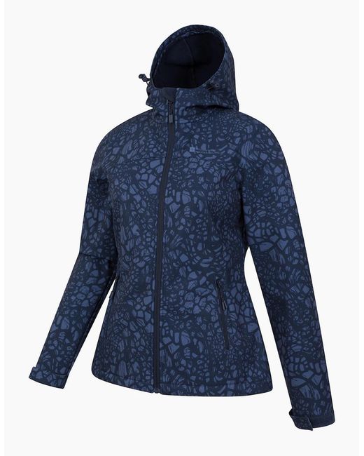 Mountain Warehouse Blue Ladies Exodus Abstract Water Resistant Soft Shell Jacket