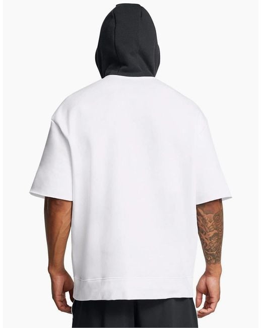Under Armour White Relaxed Fit Drop Shoulder Hoodie for men