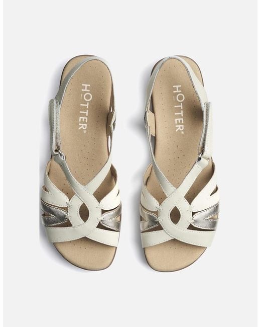 Hotter White Flare Wide Fit Sandals