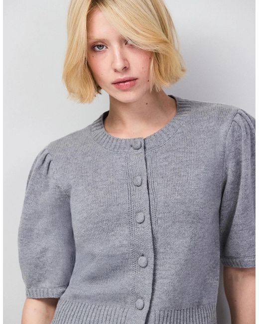 Ro&zo Blue Button Front Cardigan With Wool And Cashmere
