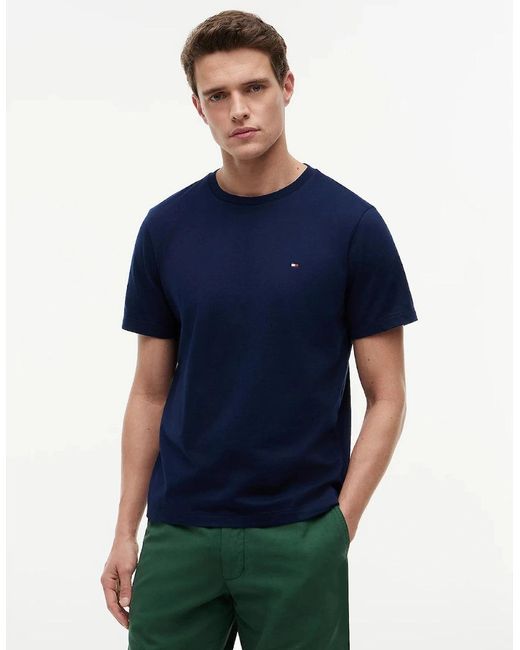 Tommy Hilfiger Blue Flag Embroidery Crew Neck T-Shirt Dcc Carbon for men