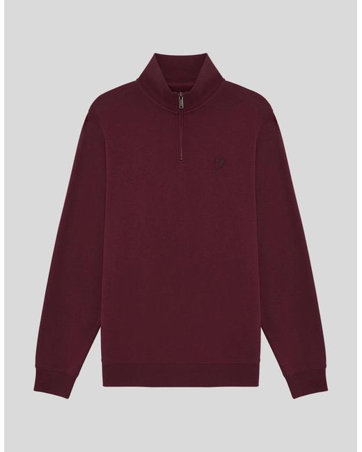 Lyle & Scott Red Superfine Cotton 1/4 Zip Sweatshirt for men