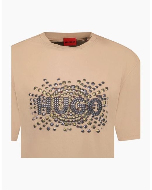 Boss Natural Studded Logo Cotton-Jersey T-Shirt for men