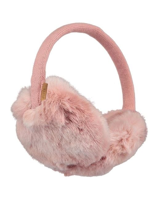 Barts Pink Faux Fur Cable Knit Earmuffs