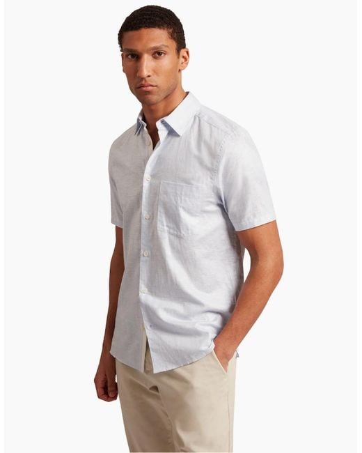 Ted Baker Blue Palomas Pale Linen Shirt for men