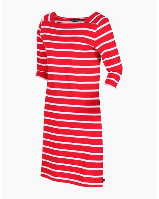 Regatta Red Paislee Boat Neck Three Quarter Sleeve Knee Length Dress