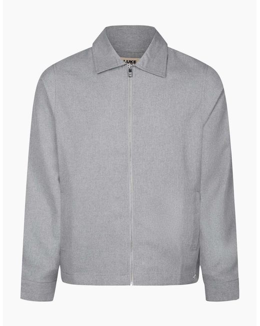 Luke 1977 Gray Emery Zip Through Over Shirt Jacket Mid Marl for men