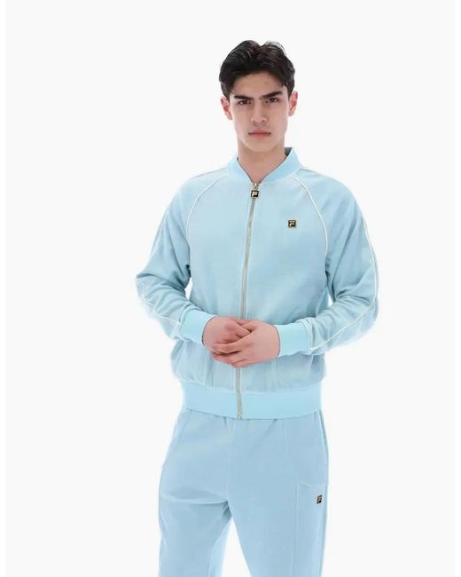 Fila Blue Fella Velour Track Top Jacket Sterling/Coconut Milk for men