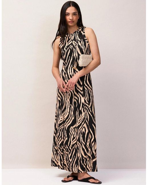 Ro&zo White Zebra Print Seam Detail Jersey Dress