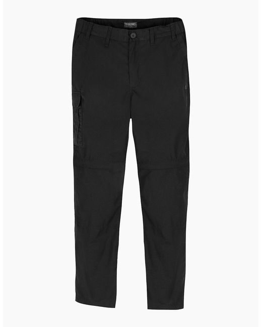 Craghoppers Black Expert Kiwi Convertible Tailored Cargo Trousers for men