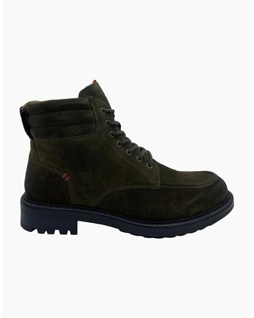 Osprey Black London The Pentney Waxed Suede Khaki Boots for men