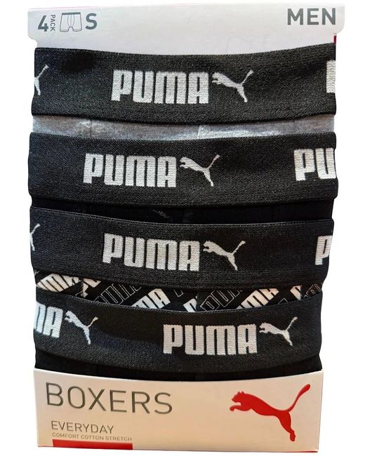 PUMA Black 4-Pack Aop Logo Print Boxer Briefs for men