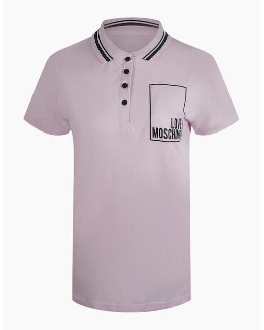 Love Moschino Purple Small Box Logo Polo Shirt