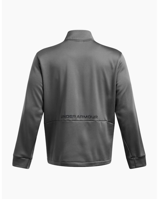 Under Armour Gray Solid Patterned Fleece Half Zipper Ribbed Cuff Jacket for men