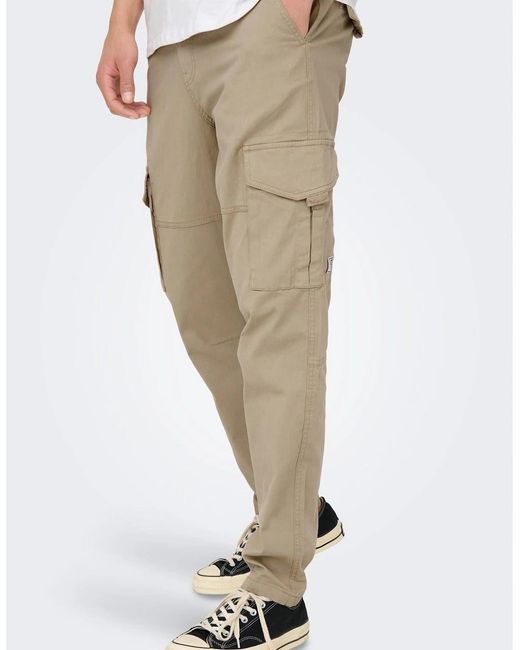 Only & Sons White Dean Regular Fit Cargo Pants for men
