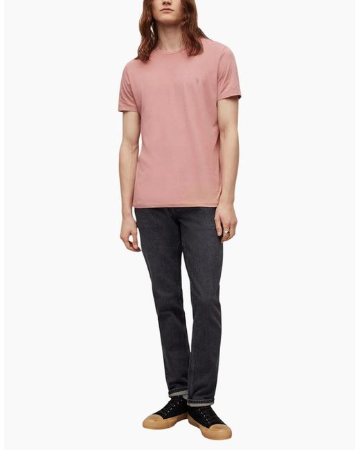 AllSaints Pink All Saints T Shirts Tonic Crew Neck Short Sleeve Rumskull Plain Casual Tops for men