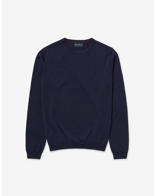 Oliver Sweeney Blue Merino Wool Crew Neck Jumper for men