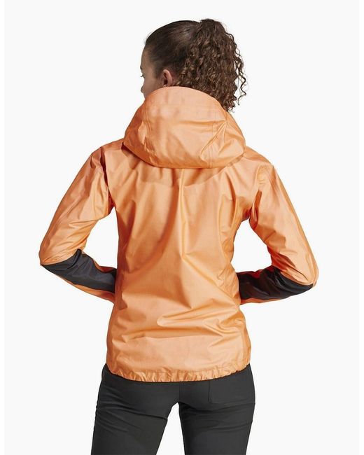 Adidas Brown Solid Patterned Hooded Full Zipper Rain Jacket