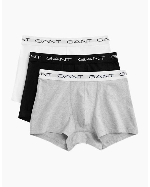 Gant White 3-Pack Classic Logo Boxer Trunks for men