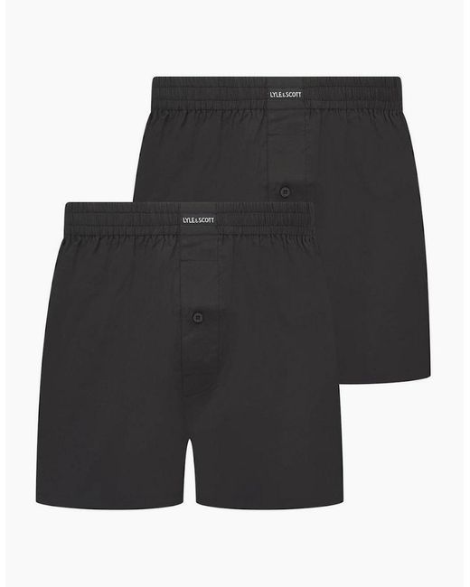 Lyle & Scott Black 2P Woven Boxer for men