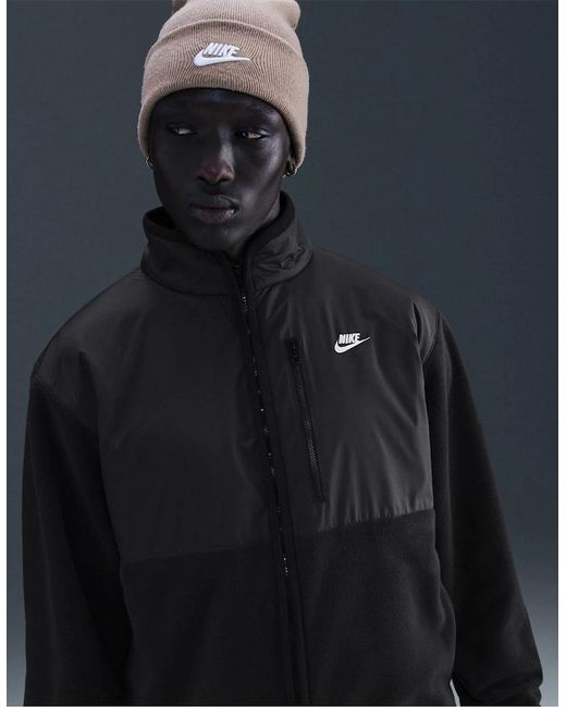 Nike Black Solid Patterned Full Zipper Sweat Jacket With Zipped Pocket for men