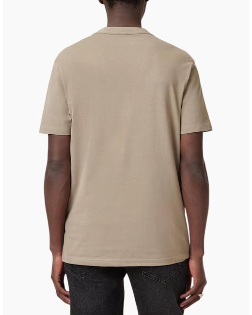 AllSaints Natural T Shirts Lycra Stretch Cotton Crew Neck Short Sleeve Summer Tee for men