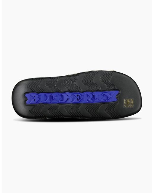 Burberry White Dive Checked Sliders Sand for men