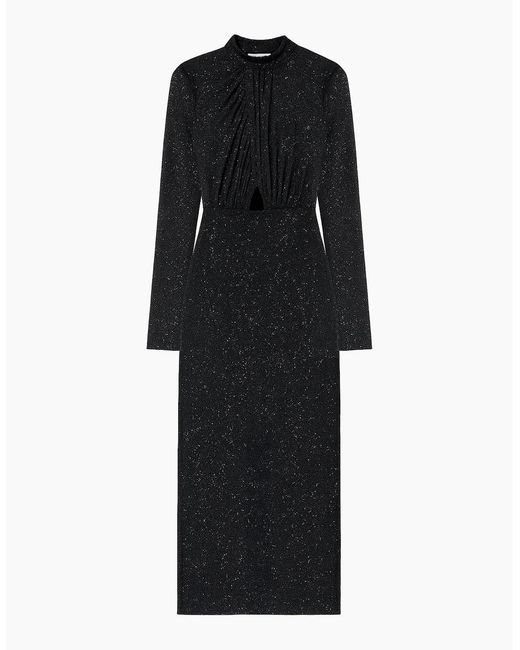Ro&zo Black Cleo Flocked Cut Out Detail Dress