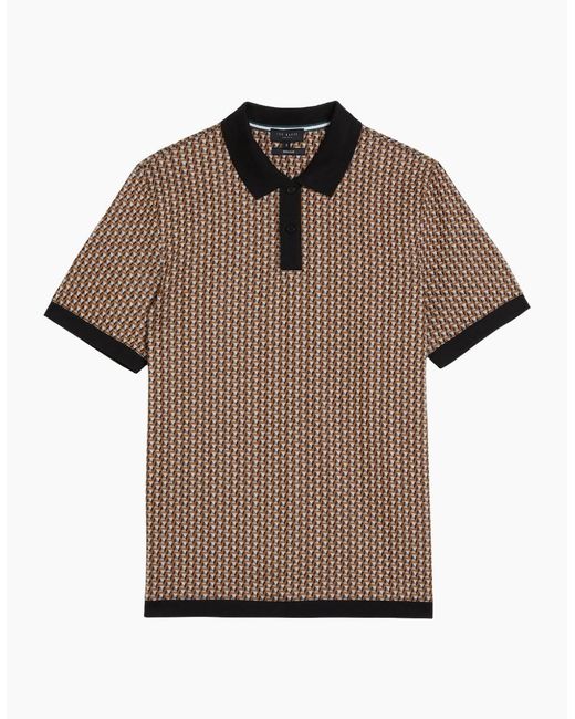 Ted Baker Brown Waysub Regular Geo Polo Shirt for men