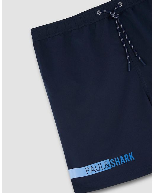Paul & Shark Blue Swim Shorts With Print for men