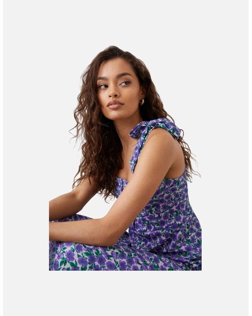 Dorothy Perkins Blue Ladies Floral Tie Shoulder Petite Midi Dress